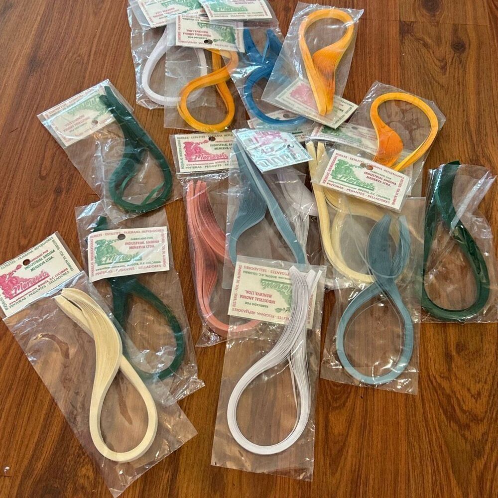 New lot of 15 assorted quilling paper pink white green blue arts and crafts